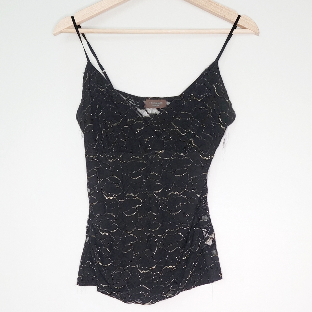 O&G Original & Glamour Black Lace Camisole Size L